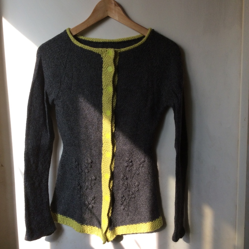 Hand Knit Alpaca Cardigan, Sz. S.